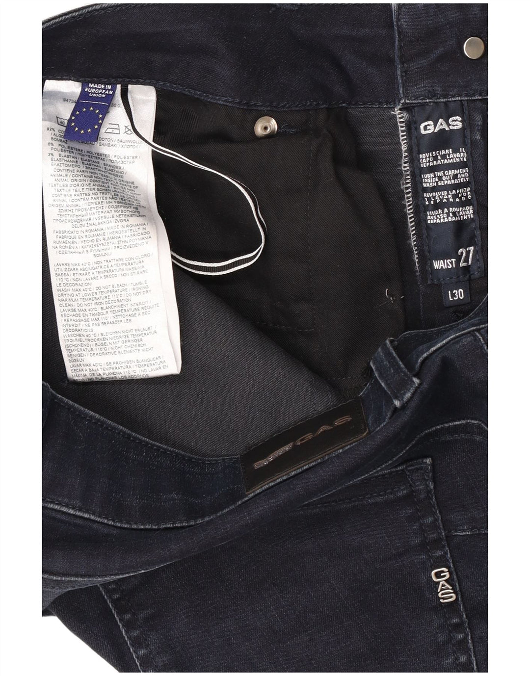 Gas Womens Britty Slim Jeans W27 L30 Azul Marinho Algodão