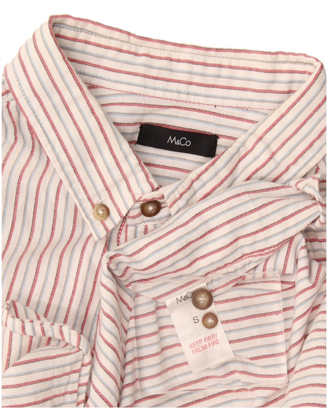 Camisa masculina M&Co pequena listrada branca de algodão
