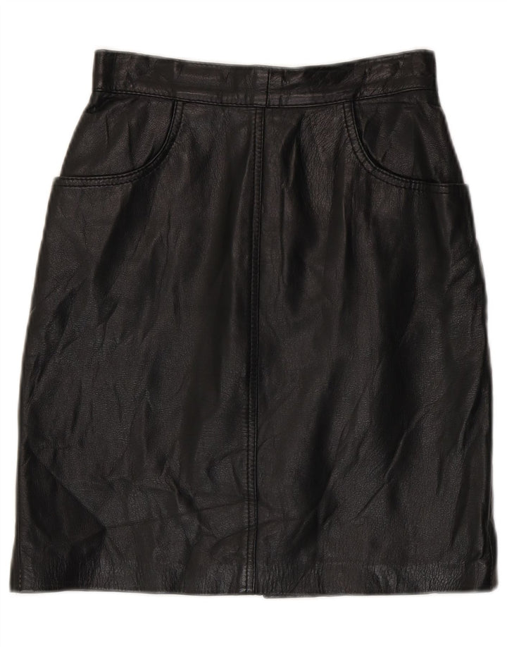 Saia feminina vintage de couro cintura alta IT 42 médio W24 preta