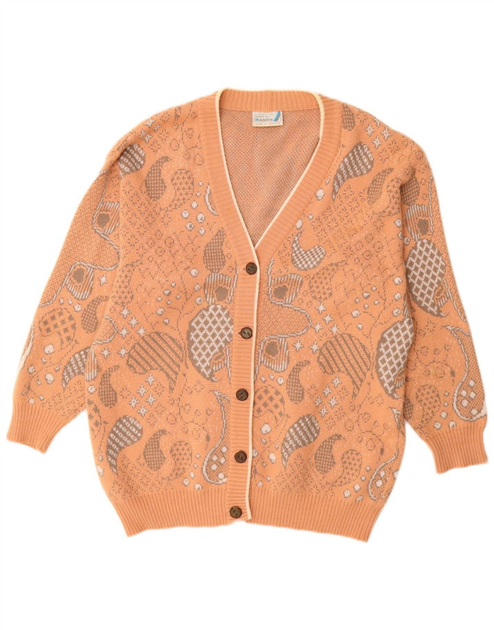 Suéter cardigã feminino Rasica EU 44 XL laranja paisley lã
