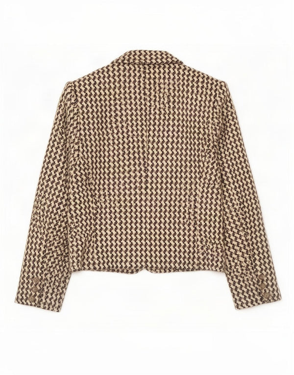 Jaqueta blazer feminina Poi By Krizia IT 40 pequena bege Houndstooth