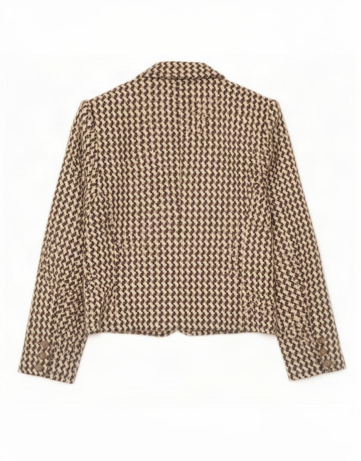 Jaqueta blazer feminina Poi By Krizia IT 40 pequena bege Houndstooth