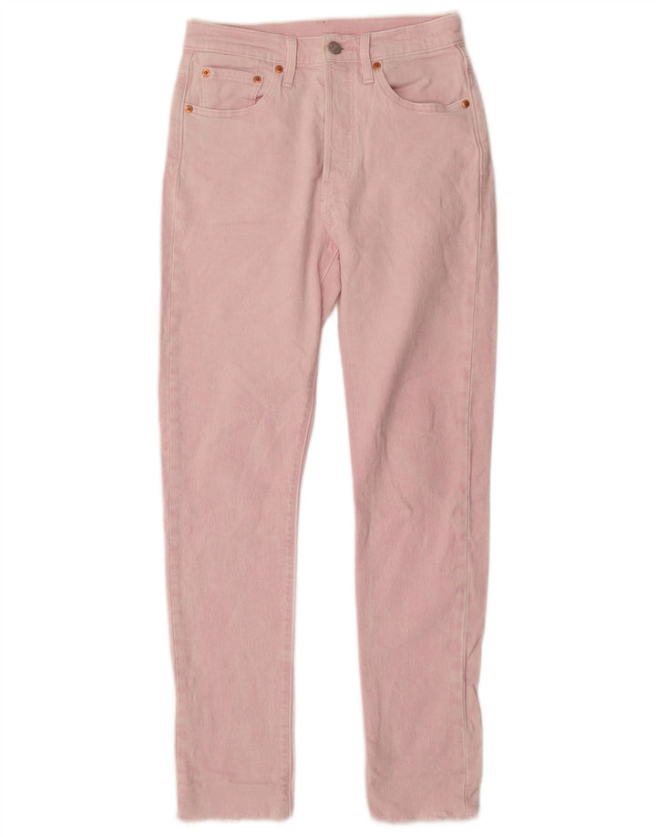 Calça jeans feminina Levi's 501 Straight W25 L30 algodão rosa