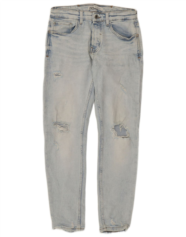 Zara Mens Distressed Slim Jeans EU 40 Médio W31 L29 Azul
