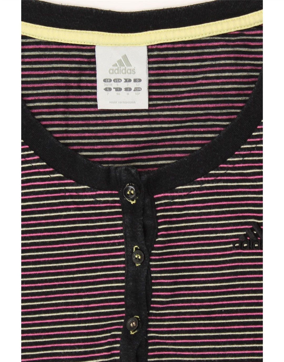 Camiseta feminina ADIDAS UK 8/10 pequena listrada multicolorida de algodão