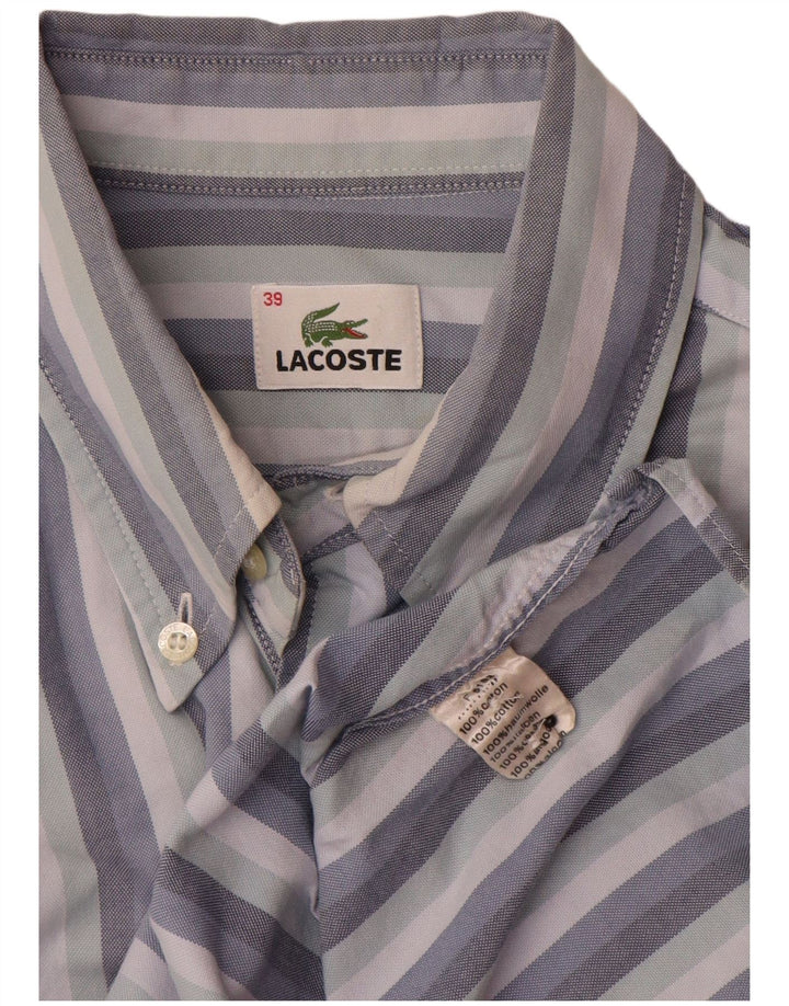 Camisa masculina Lacoste tamanho 39 algodão listrado azul médio