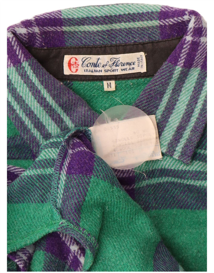 Camisa masculina de flanela CONTE OF FLORENCE lã xadrez verde médio