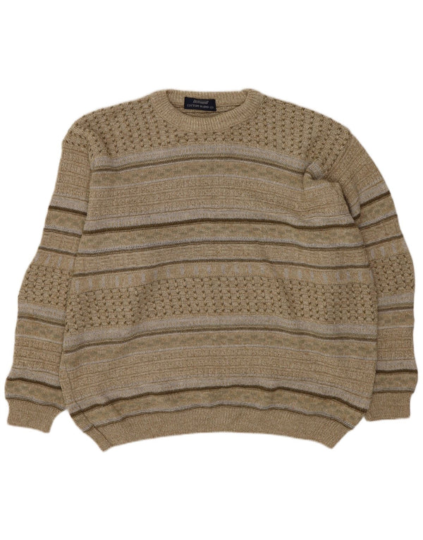 Bernard Suéter masculino com gola redonda XL verde listrado acrílico