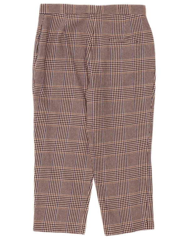 Calça capri feminina Marks & Spencer UK 14 grande W32 L23 xadrez preta