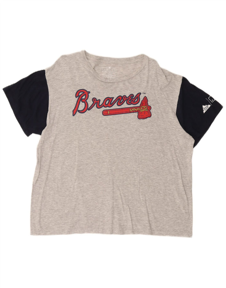 Camiseta gráfica masculina de mercadoria genuína Top grande algodão colorblock cinza