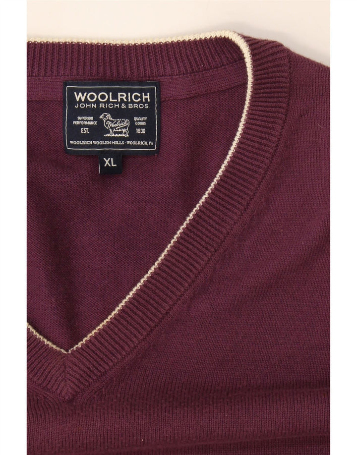 WOOLRICH Mens V-Neck Jumper Sweater XL Purple Cotton Vintage Woolrich and Second-Hand Woolrich from Messina Hembry 