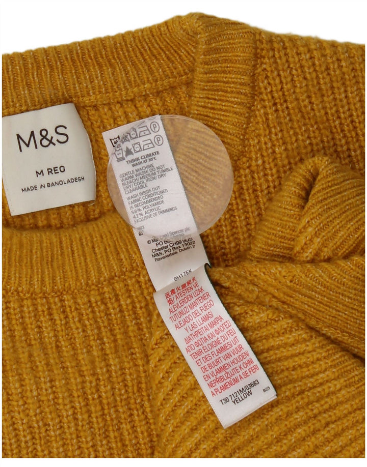 Suéter masculino MARKS & SPENCER com gola redonda em poliamida amarela média