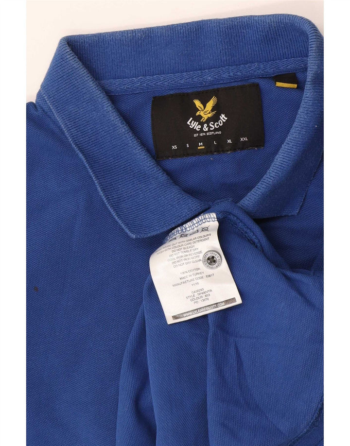 Camisa polo masculina Lyle & Scott de algodão azul médio