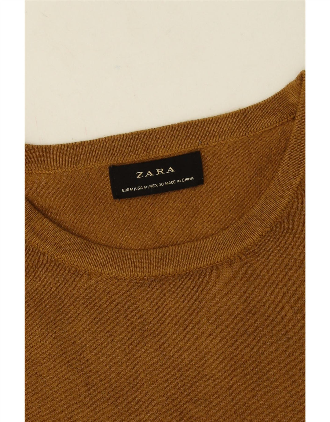 Zara Suéter masculino com gola redonda e viscose amarelo médio