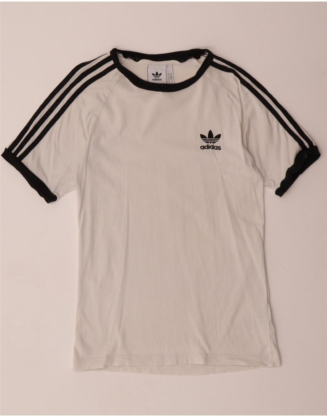 ADIDAS Mens T-Shirt Top Pequeno Algodão Branco