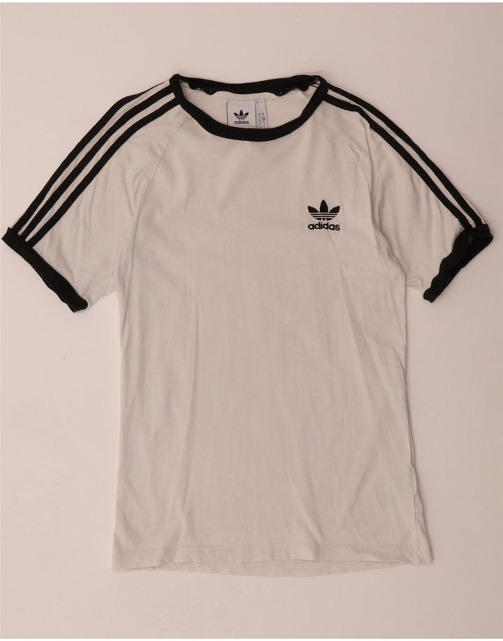 ADIDAS Mens T-Shirt Top Pequeno Algodão Branco