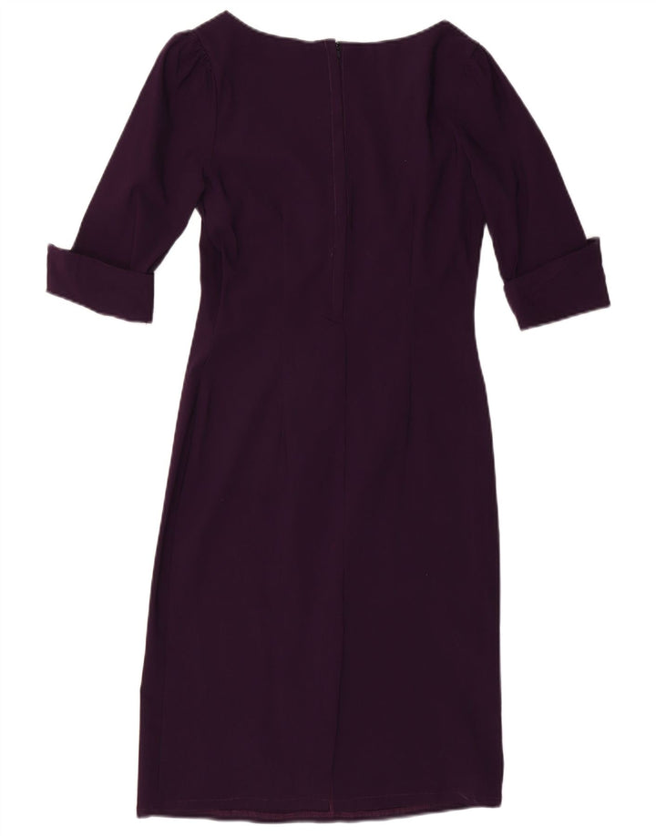 COLLECTIF Vestido feminino manga 3/4 com bainha UK 14 grande roxo