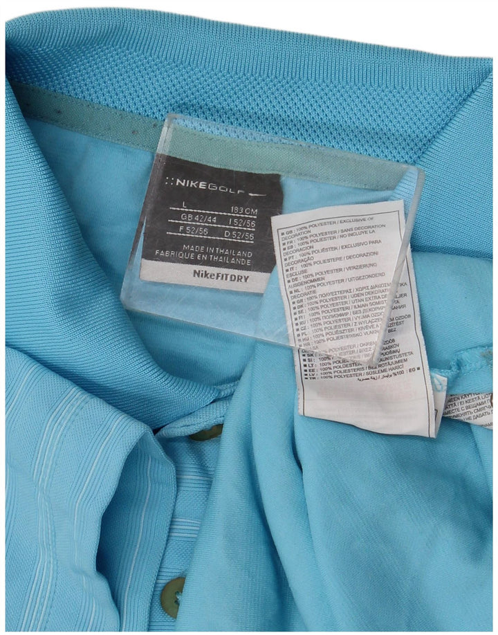 Camisa polo masculina Nike UK 42/44 grande poliéster listrado azul