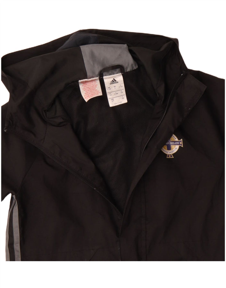 Jaqueta corta-vento com capuz gráfico Adidas Boys 9-10 anos preto poliéster