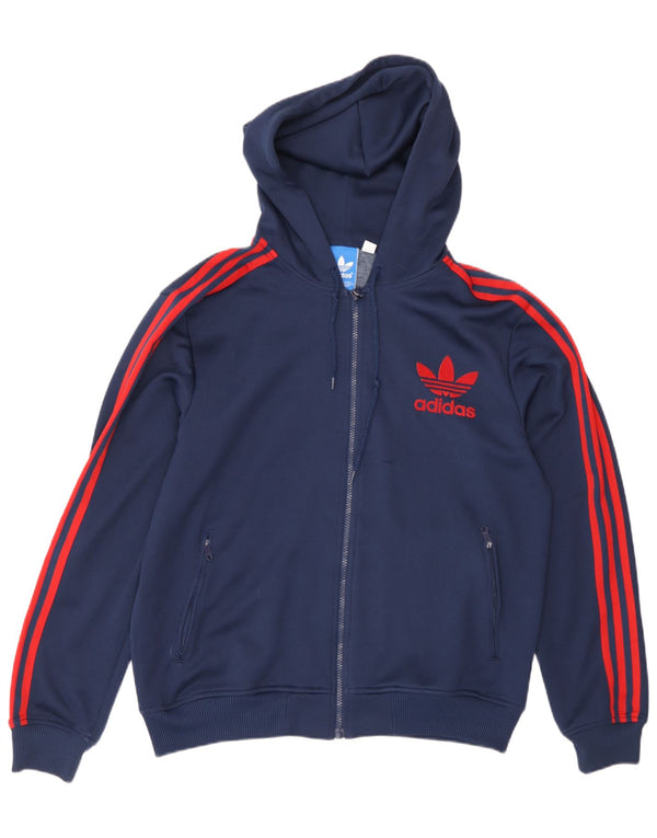 Suéter Adidas Masculino Graphic Zip com Capuz Médio Azul Marinho Poliéster