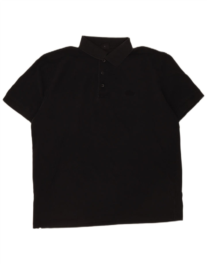 Camisa polo masculina Hugo Boss grande algodão preto