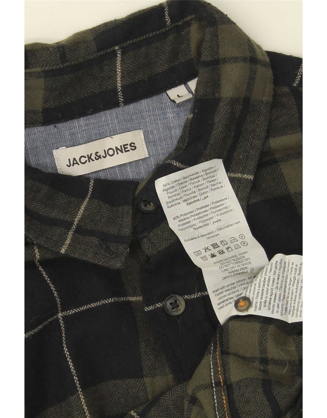 Camisa masculina de flanela Jack & Jones grande algodão xadrez verde