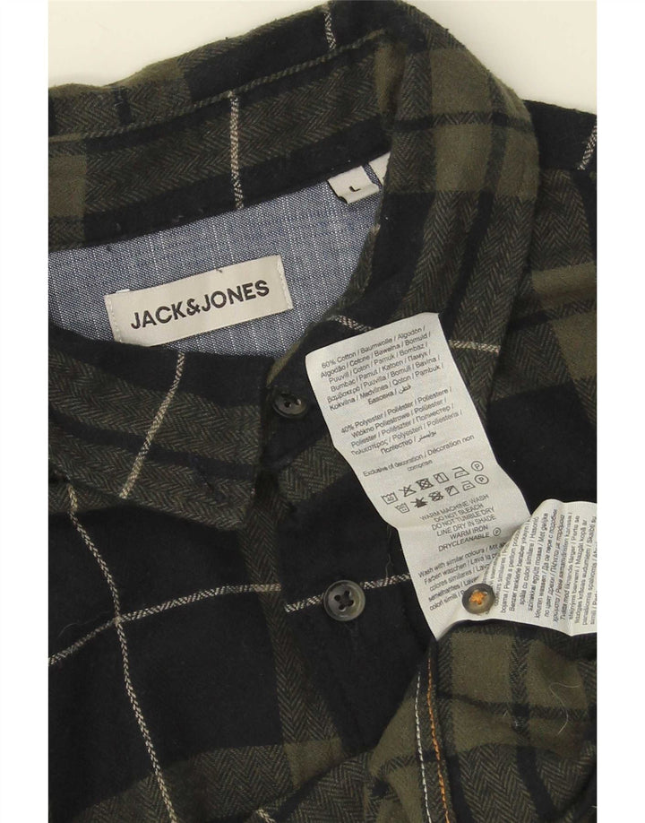Camisa masculina de flanela Jack & Jones grande algodão xadrez verde