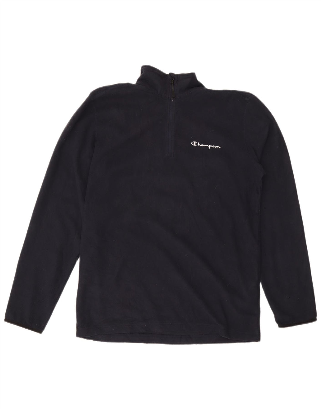 Suéter masculino Champion de lã com zíper e gola grande azul marinho poliéster