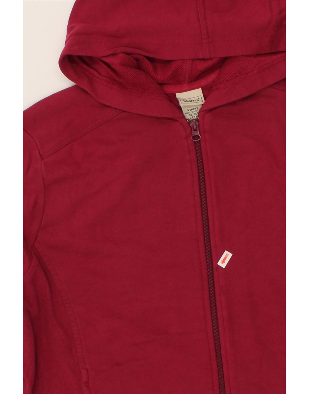 L.L.BEAN Womens Zip Hoodie Sweater UK 18 XL Burgundy Cotton Vintage L.L.Bean and Second-Hand L.L.Bean from Messina Hembry 