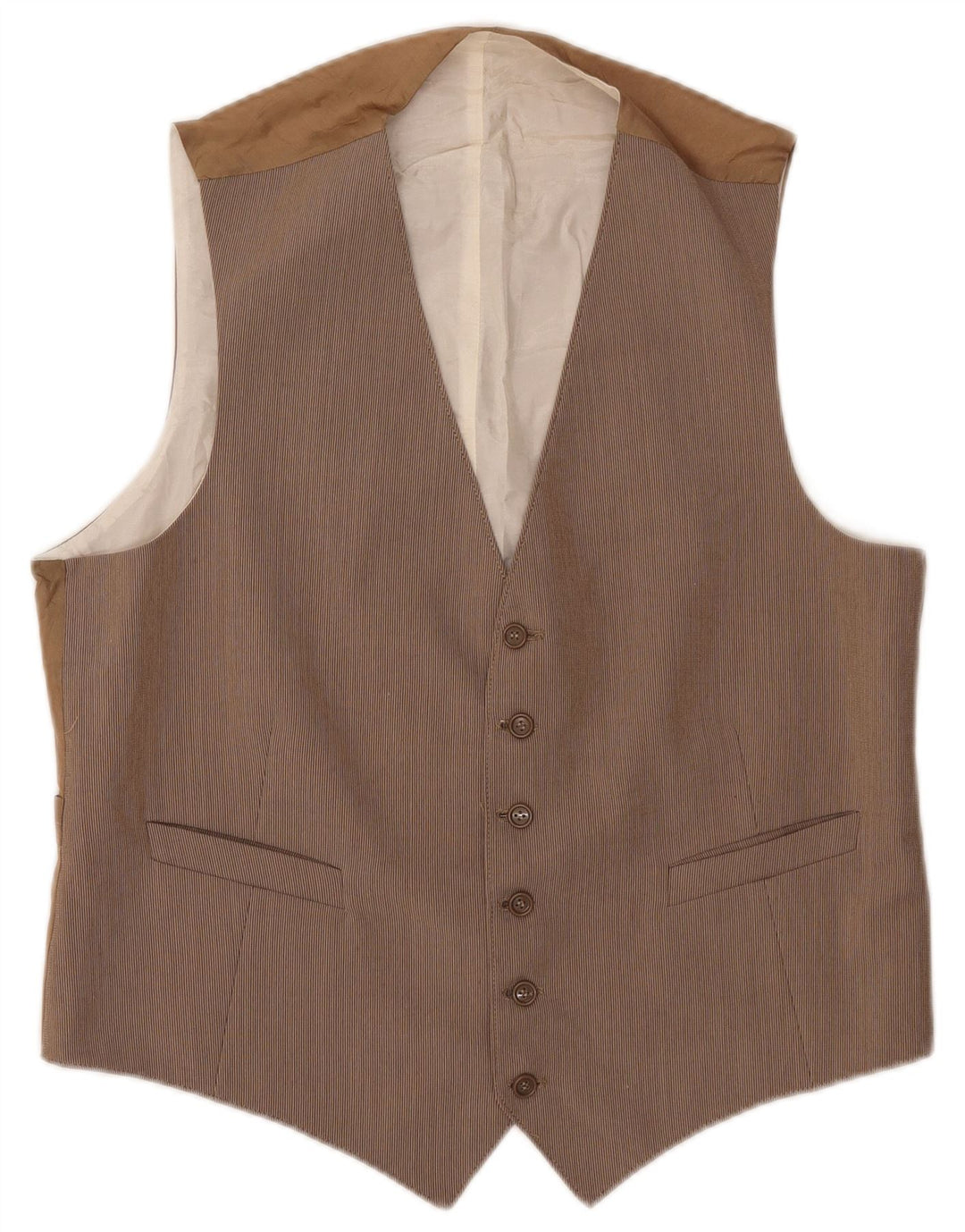 Colete masculino vintage IT 52 grande risca de giz marrom