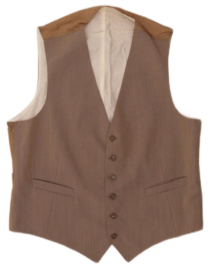 Colete masculino vintage IT 52 grande risca de giz marrom