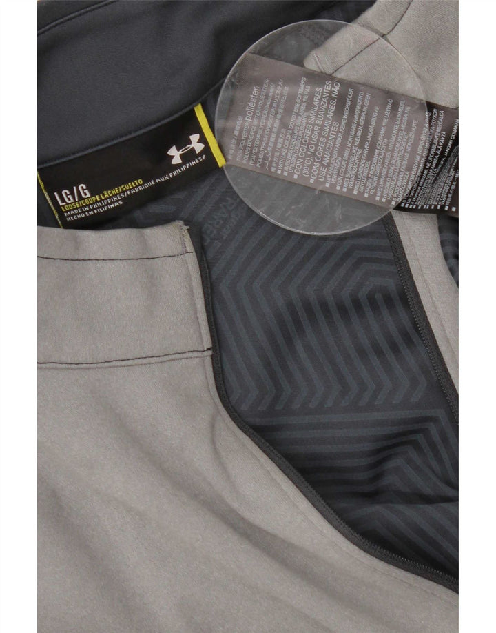 Under Armour masculino gráfico pulôver moletom grande bloco colorido cinza