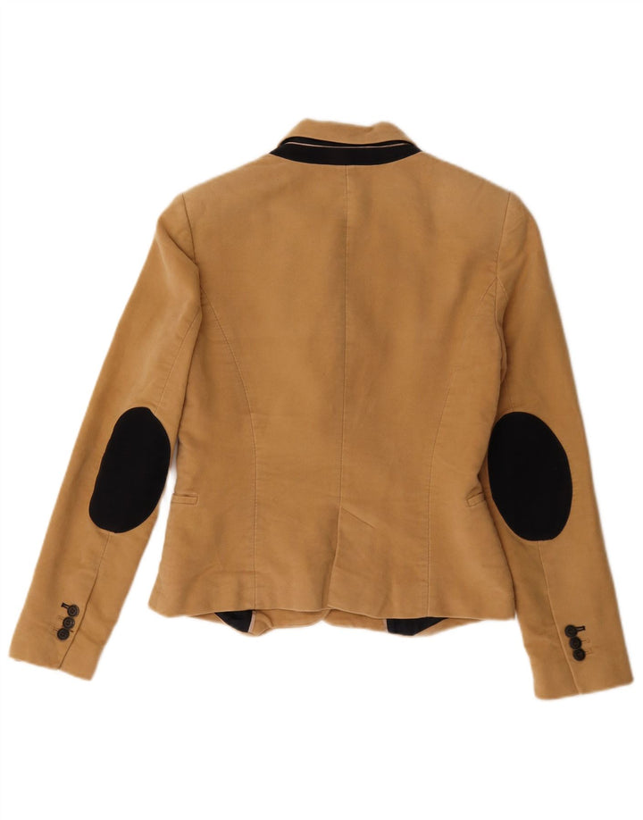 Jaqueta blazer feminina Zara Crop 1 botão Reino Unido 12 acetato bege médio
