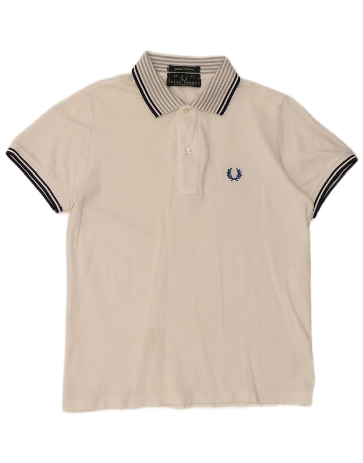 FRED PERRY Camisa polo masculina edição especial pequena de algodão branco