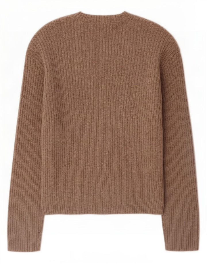 Suéter feminino Marks & Spencer com gola redonda grande Reino Unido 10 pequeno marrom