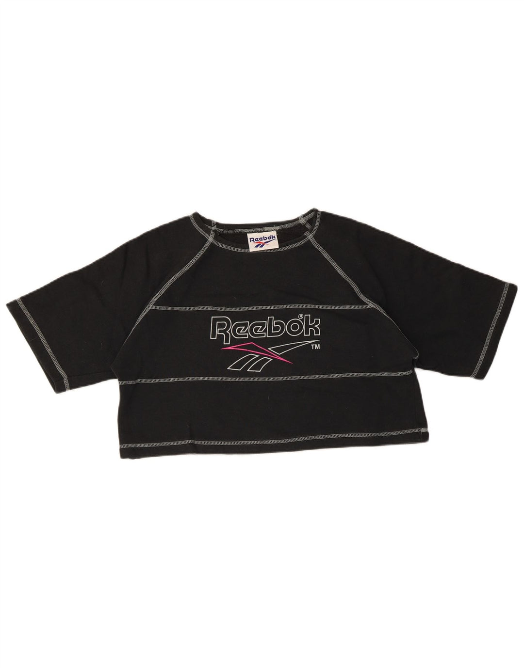 Camiseta feminina REEBOK Crop Graphic UK 14 algodão preto médio