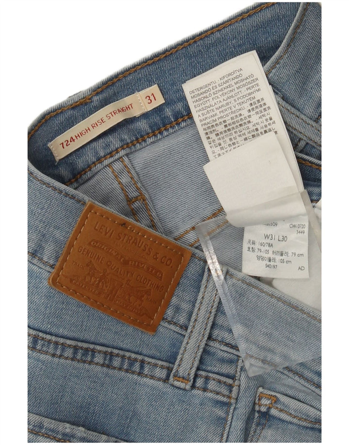 Calça jeans feminina LEVI'S 724 de cintura alta reta W31 L30 algodão azul