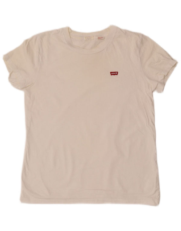 Camiseta feminina gráfica Levi's UK 10 pequena branca