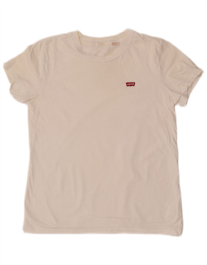 Camiseta feminina gráfica Levi's UK 10 pequena branca