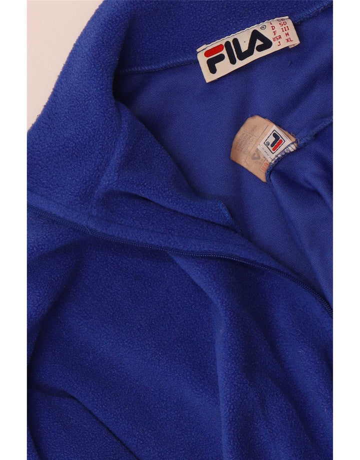 Fila Mens Zip Neck Fleece Jumper IT 40 Poliéster Azul Médio