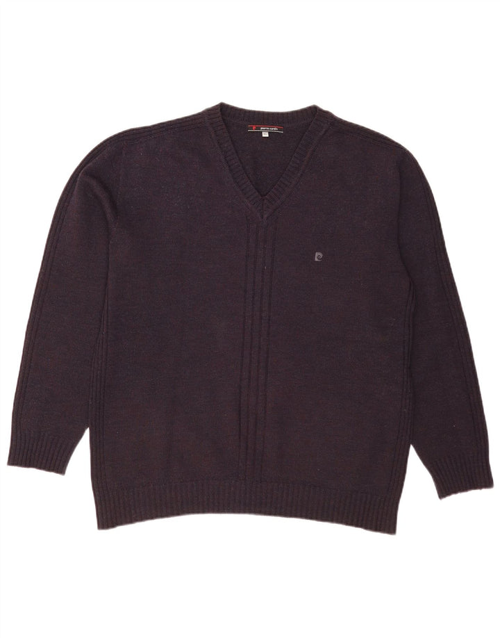 Suéter masculino Pierre Cardin com decote em V XL azul marinho
