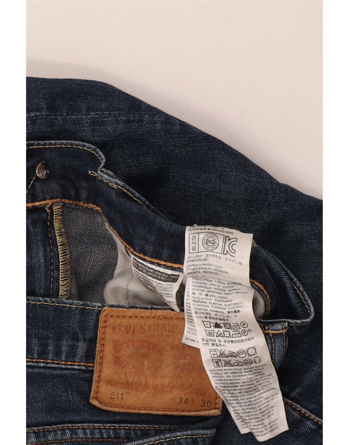 Levi's Masculino 511 Slim Jeans W34 L30 Azul Marinho Algodão