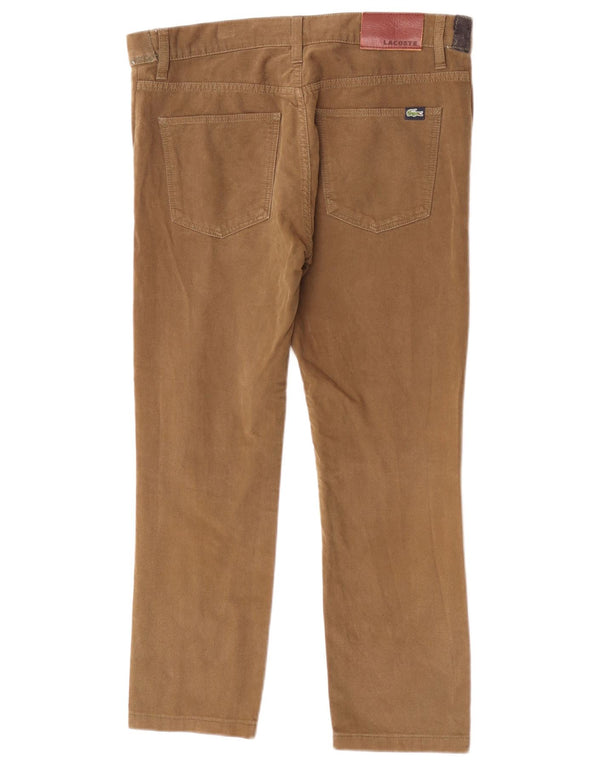 Calça feminina recortada reta Lacoste W30 L25 algodão marrom