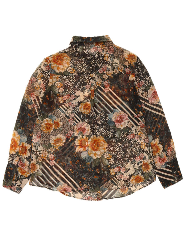Zara Womens Shirt Blouse UK 14 Medium Multicoloured Floral Polyester