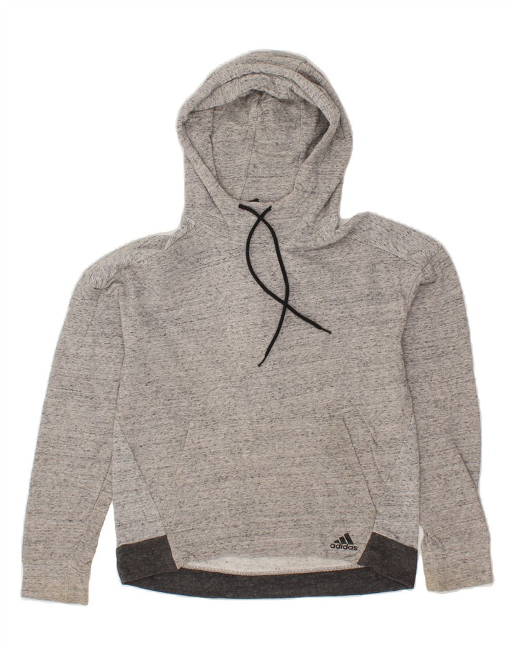 ADIDAS Womens Hoodie Jumper Small Grey Flecked Vintage Adidas and Second-Hand Adidas from Messina Hembry 