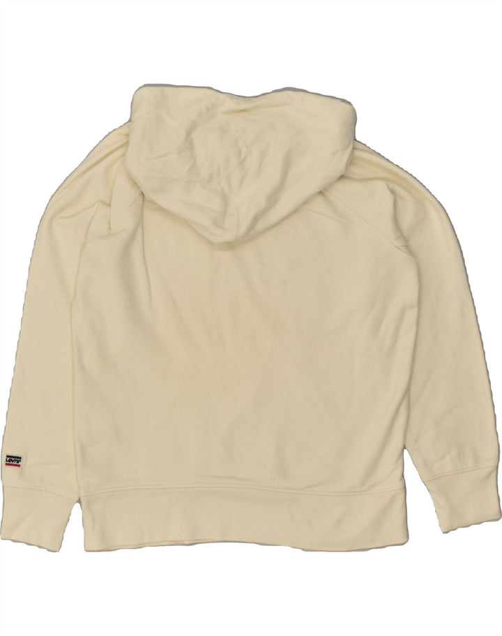 LEVI'S Womens Oversized Graphic Hoodie Jumper UK 6 XS Off White Cotton Vintage Levi's and Second-Hand Levi's from Messina Hembry 
