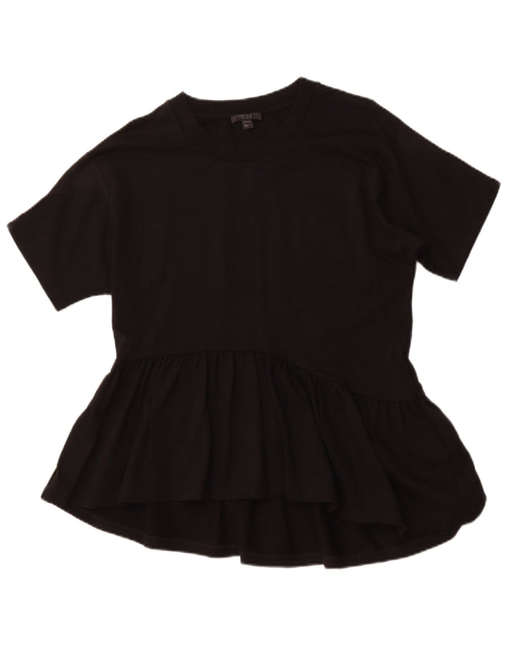 Blusa feminina COS Top UK 10 pequeno algodão preto