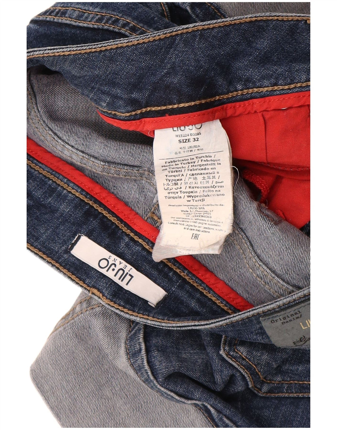 Saia jeans feminina Liu Jo W32 grande algodão azul marinho