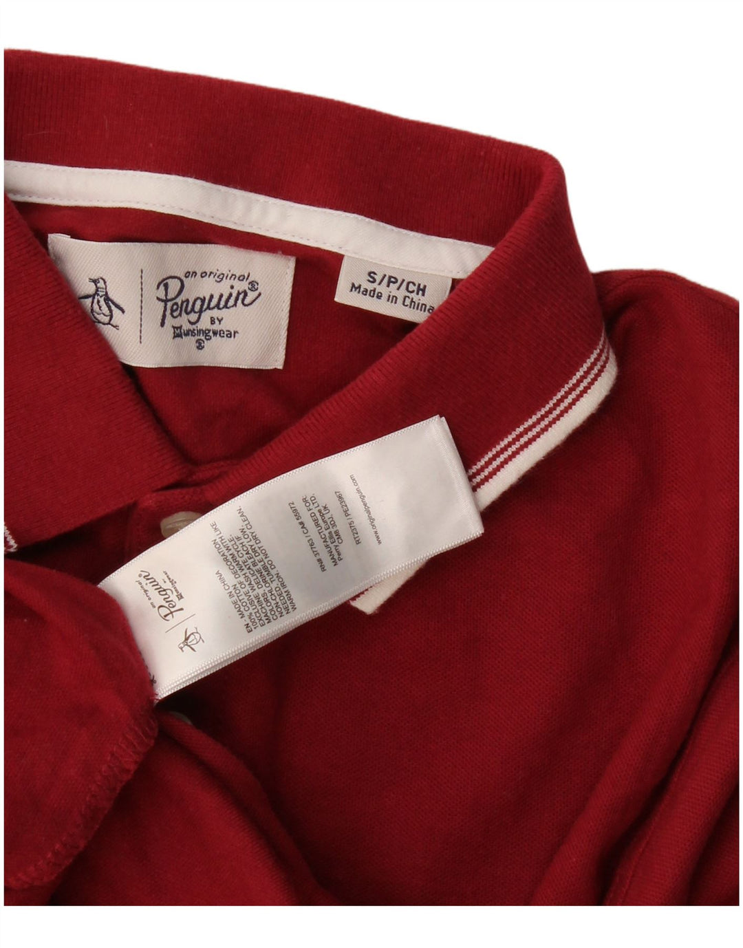 Camisa polo masculina Penguin pequena algodão Borgonha