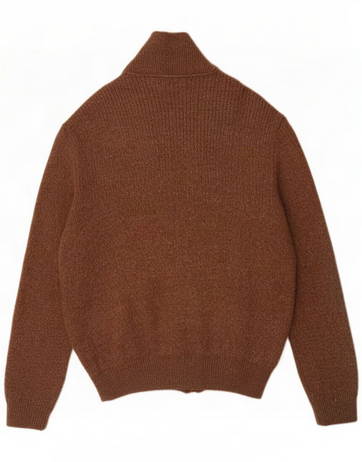 Suéter cardigã masculino Sercap marrom médio Colourblock